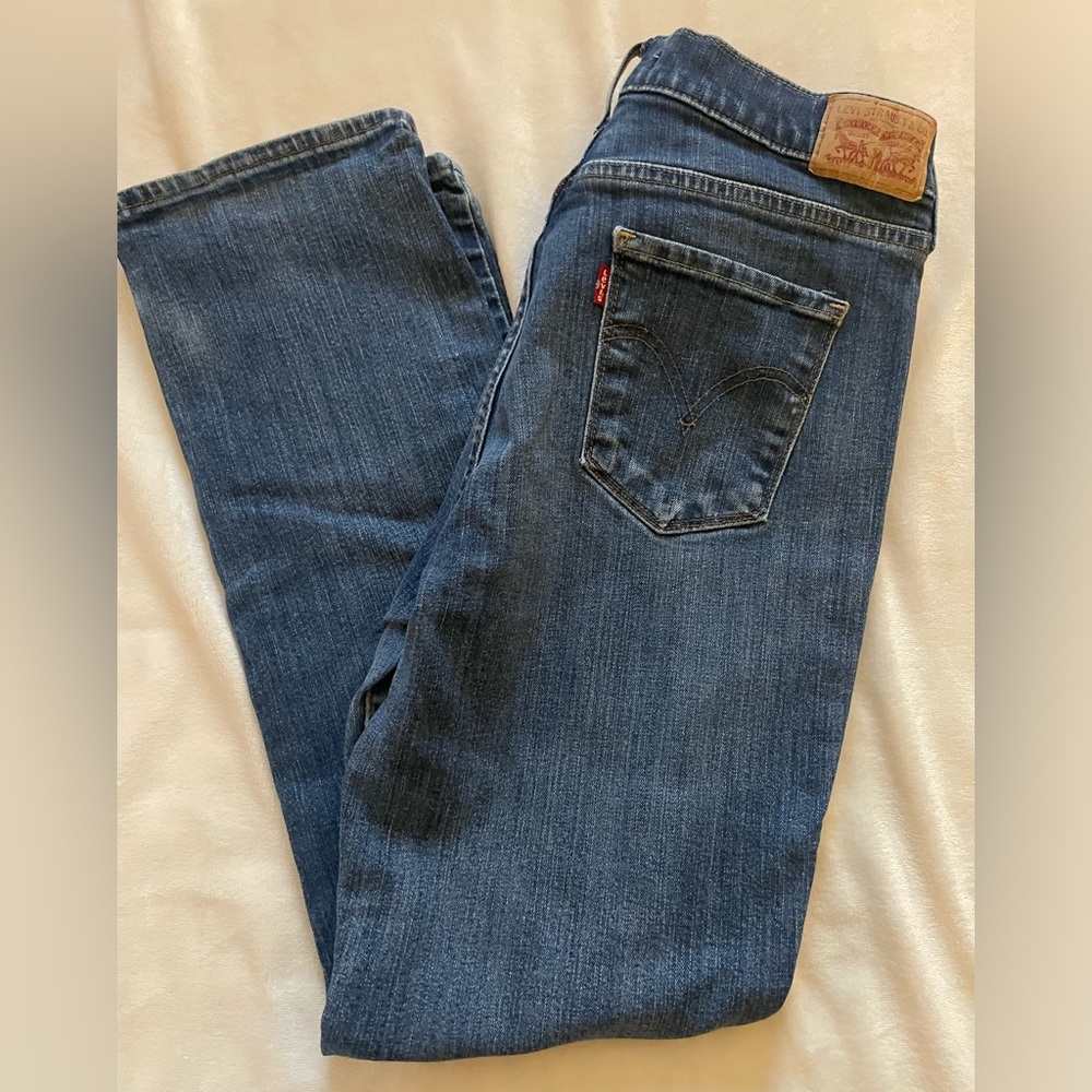 Women’s 505 Levi’s Classic Straight Leg Dark‎ Wash Blue Denim Jeans